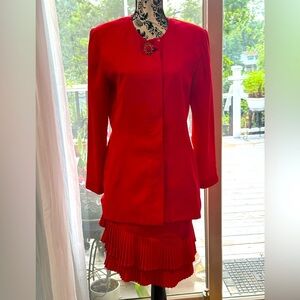 Ann Taylor Red Blazer with Gold Accent
